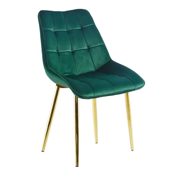 Krzesło tapicerowane zielony nogi złoty J262-1